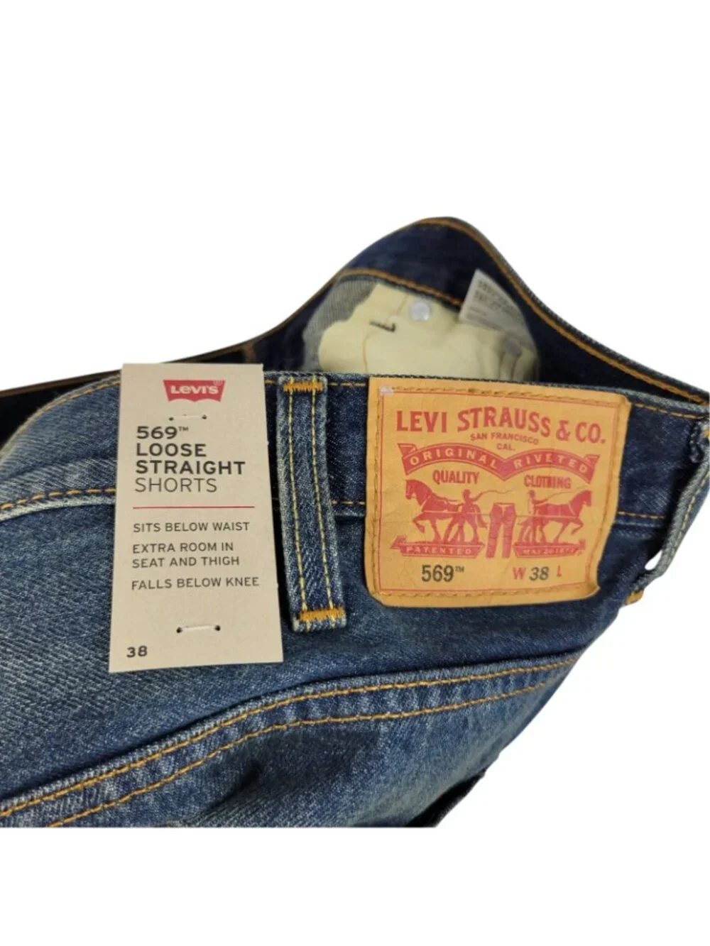 Levi's 569 Loose Straight Denim Shorts 38 Blue Jean Baggy Y2K Skater NWT